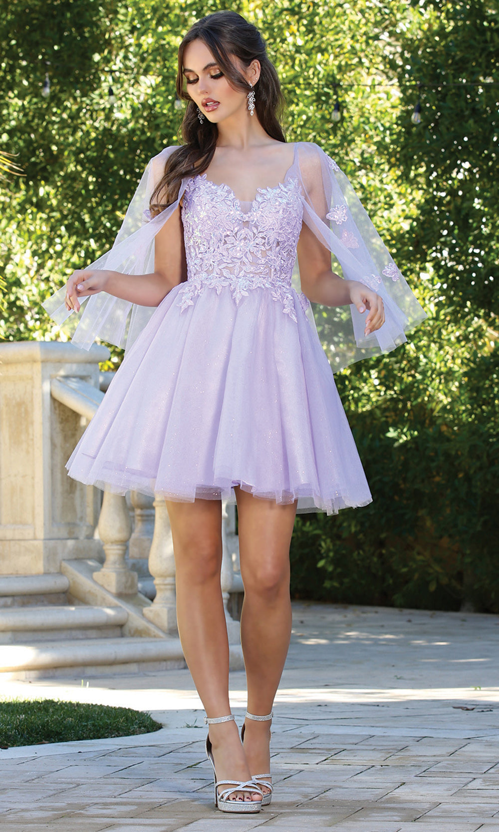 Adora Design 1053 - Sweetheart Layered Dress with Butterfly Accent