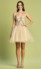 Adora Design 1054 - Strappy Open Back Layered Mini Dress