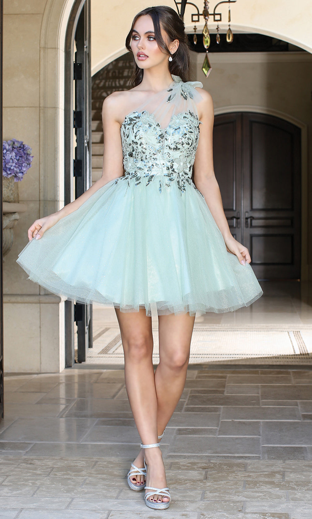Adora Design 1054 - Strappy Open Back Layered Mini Dress