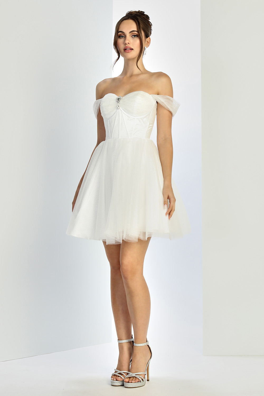 Adora Design 1060-01 - Corset Bodice Sweetheart Mini Dress