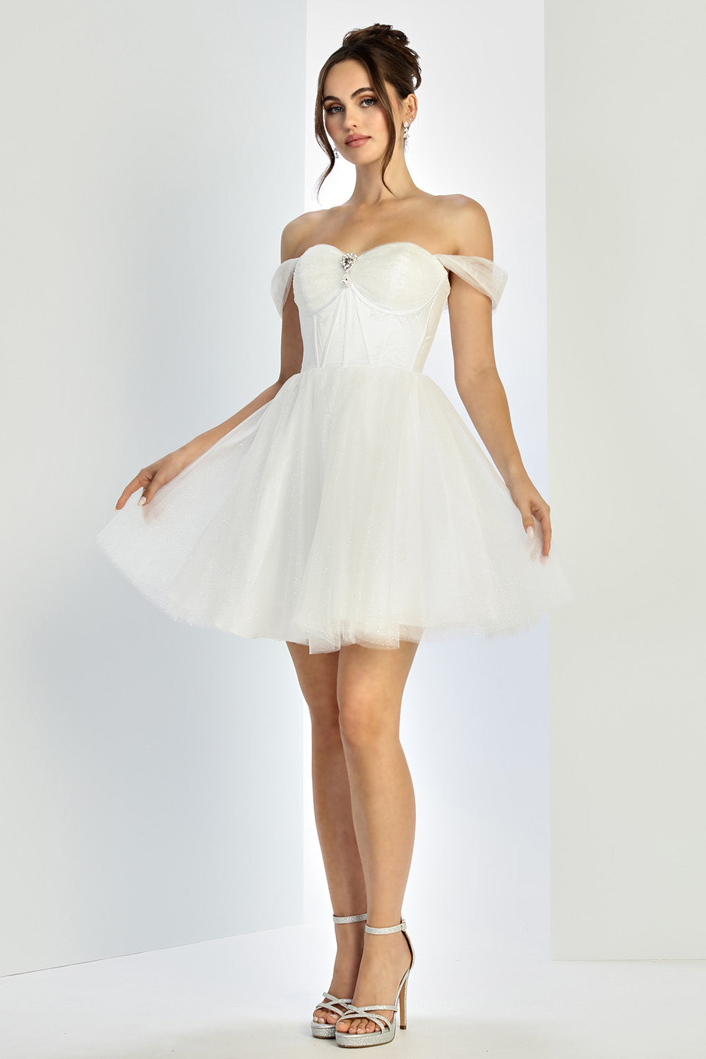 Adora Design 1060-01 - Corset Bodice Sweetheart Mini Dress