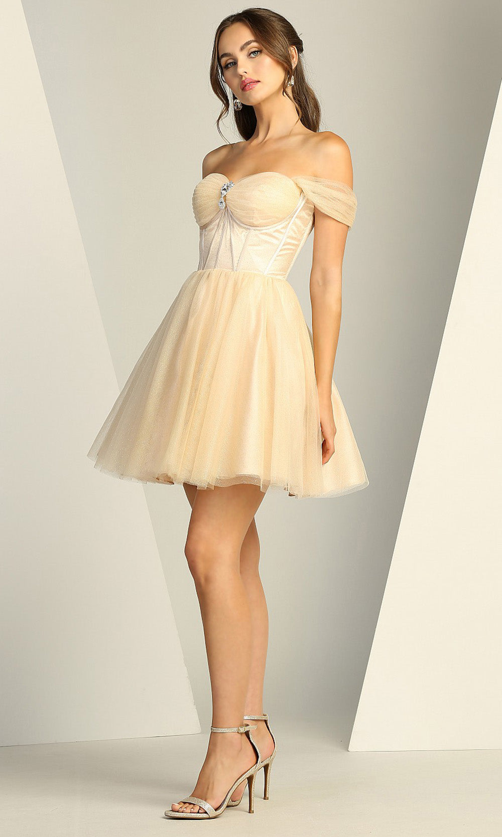Adora Design 1060 - Sweetheart Corset A-Line Mini Dress