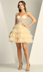 Adora Design 1062 - Sweetheart Neckline Ruffle Short Dress