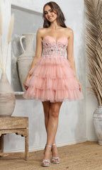 Adora Design 1062 - Sweetheart Neckline Ruffle Short Dress