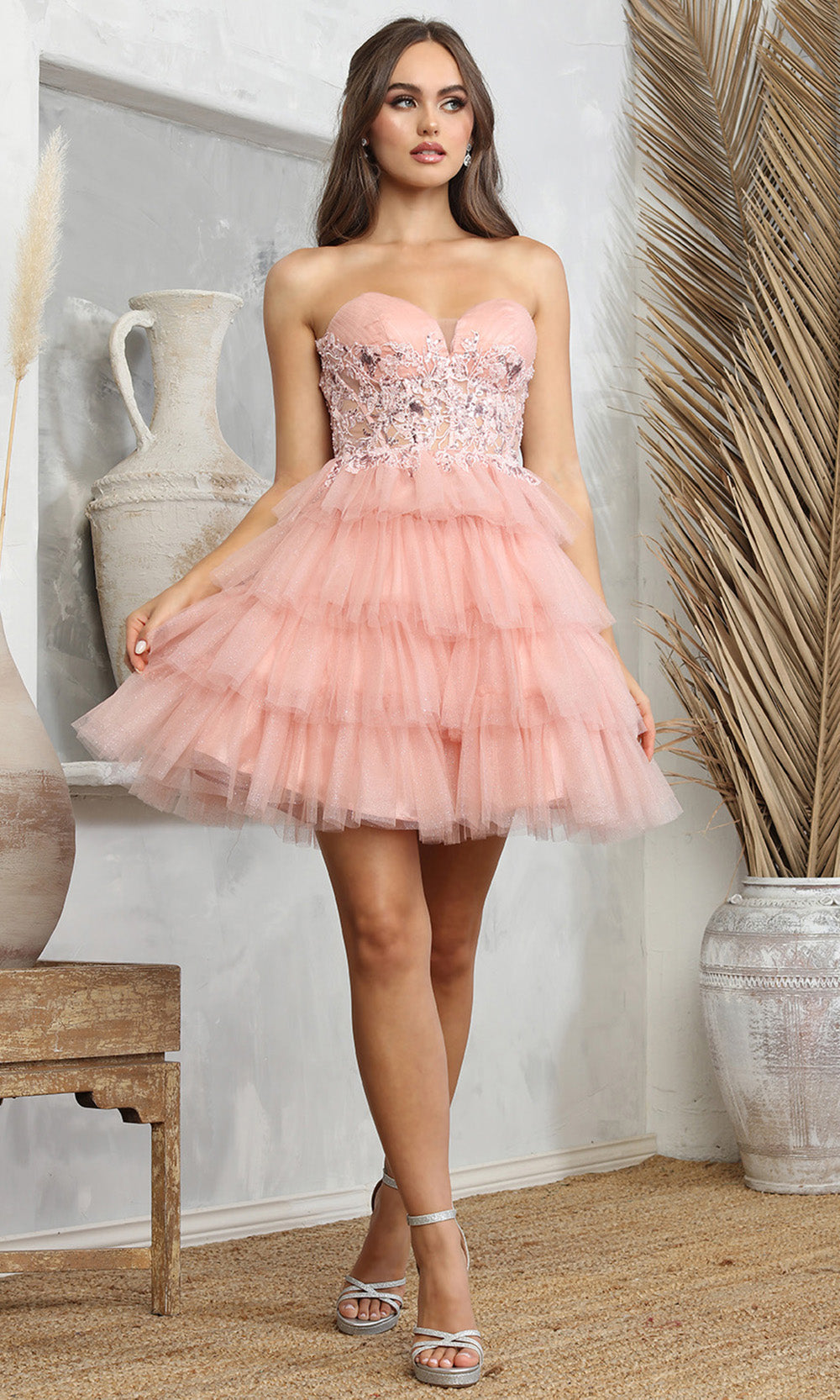 Adora Design 1062 - Sweetheart Neckline Ruffle Short Dress