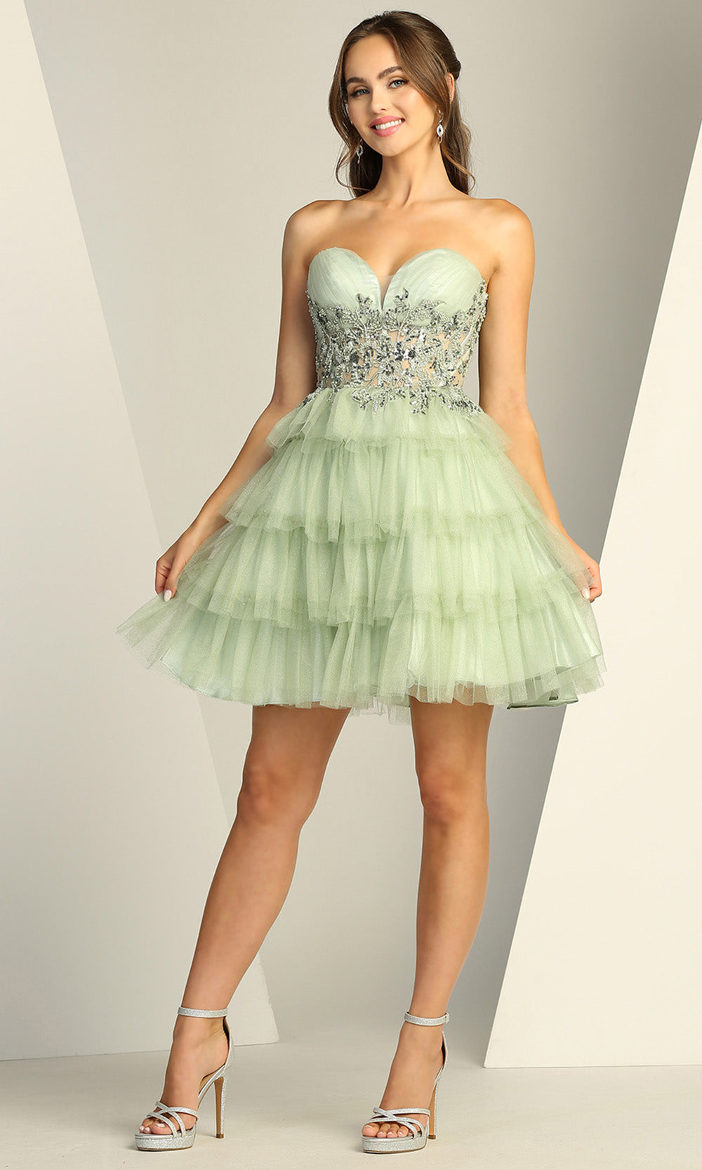 Adora Design 1062 - Sweetheart Neckline Ruffle Short Dress