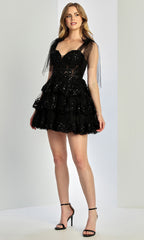 Adora Design 1063 - Bow Strap Sweetheart Tiered Dress