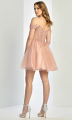 Adora Design 1066 - Embellished Off Shoulder A-Line Dress