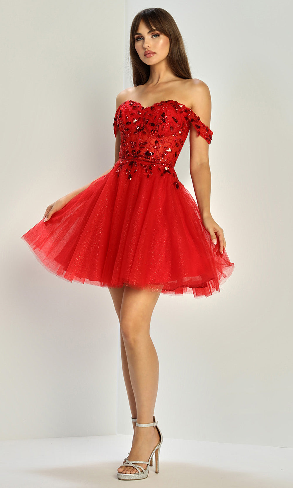 Adora Design 1070 - Off Shoulder Layered A-Line Party Dress