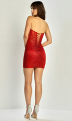 Adora Design 1073 - Shimmering Applique Sheath Short Dress