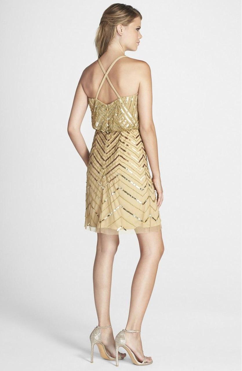 Adrianna Papell - 41913670SC Zigzag Design Sequined Popover Dress
