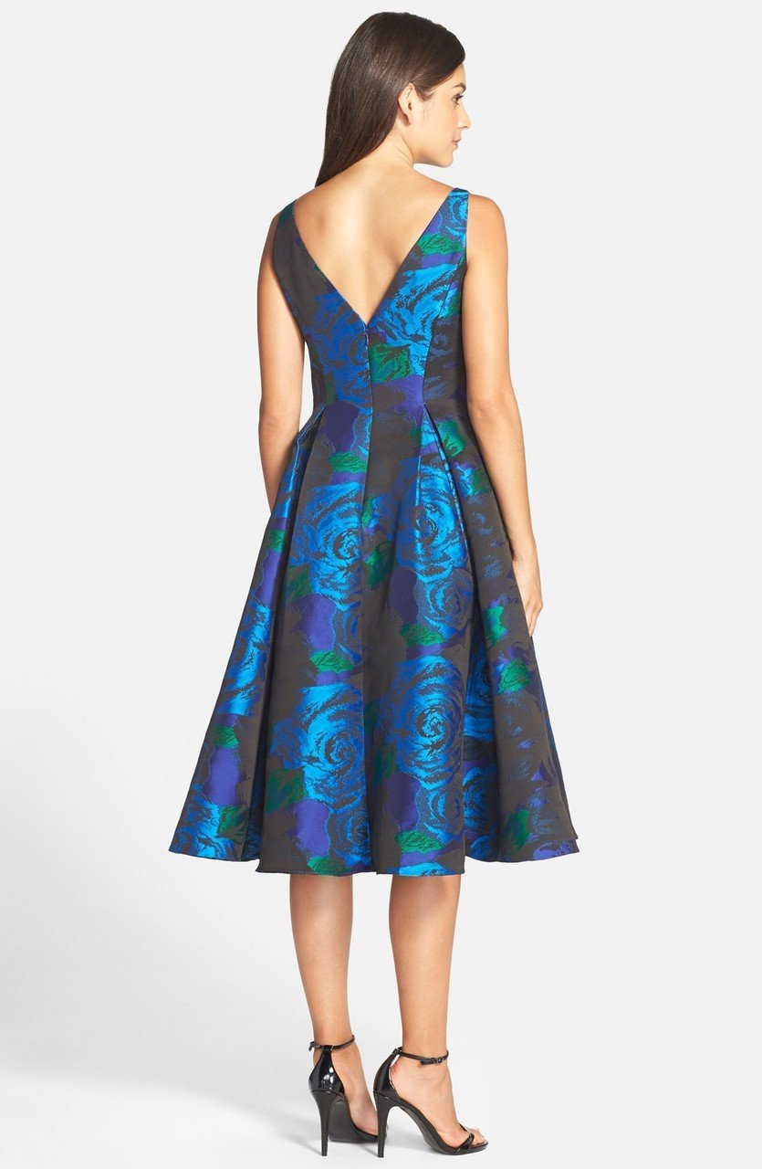 Adrianna Papell - Floral Printed Pleated A-line Dress 41889270SC