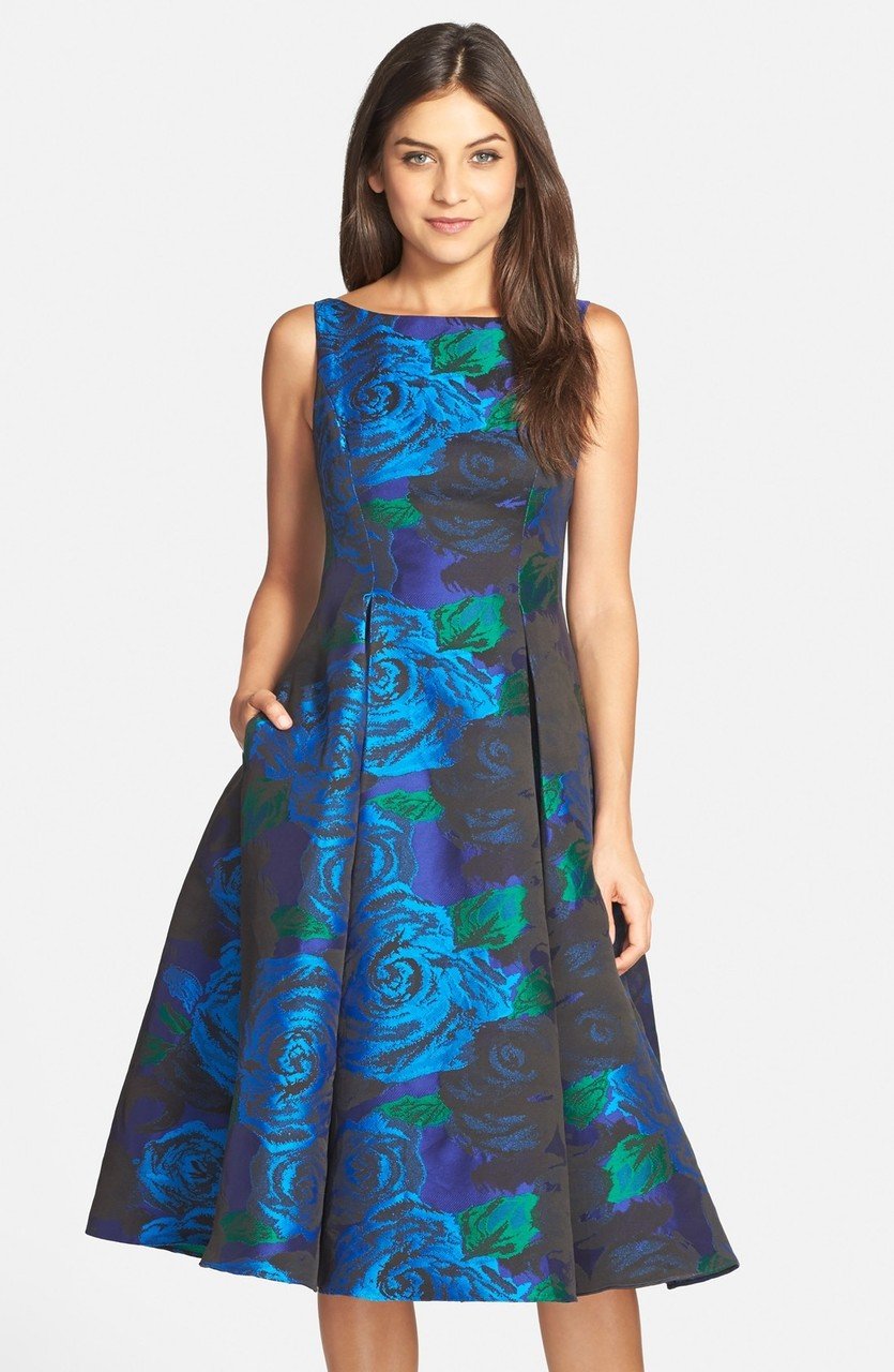 Adrianna Papell - Floral Printed Pleated A-line Dress 41889270SC