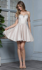 Adora Design 1090 - Lace Up A-Line Cocktail Dress