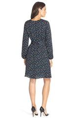 Adrianna Papell - Long Bishop Sleeve Leaf-Print Wrap Dress 14243910SC