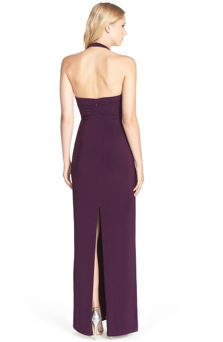 Adrianna Papell - 191915320SC Ruched Halter V-neck Jersey Dress