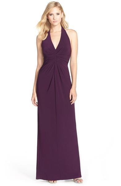 Adrianna Papell - 191915320SC Ruched Halter V-neck Jersey Dress