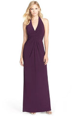 Adrianna Papell - 191915320SC Ruched Halter V-neck Jersey Dress