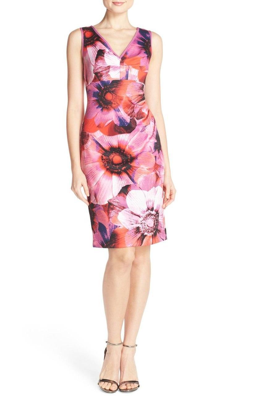 Adrianna Papell - Sleeveless Floral Print V-Neck Dress 11252350SC
