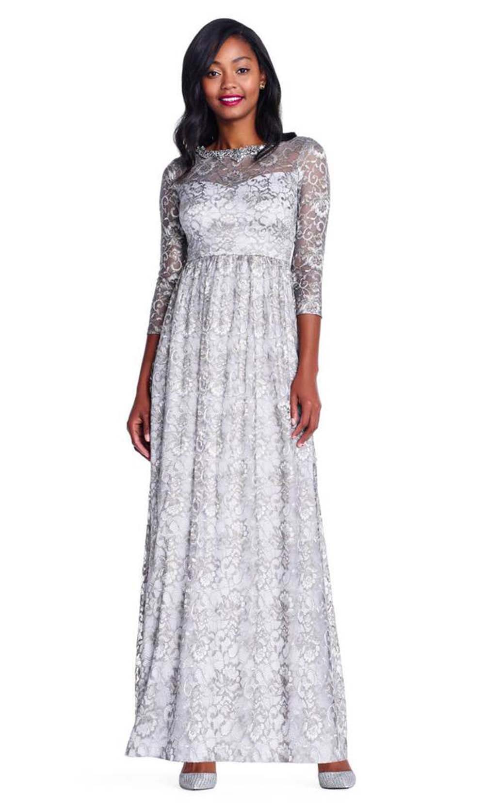 Adrianna Papell - AP1E203486SC Crystal Embellished A-Line Dress