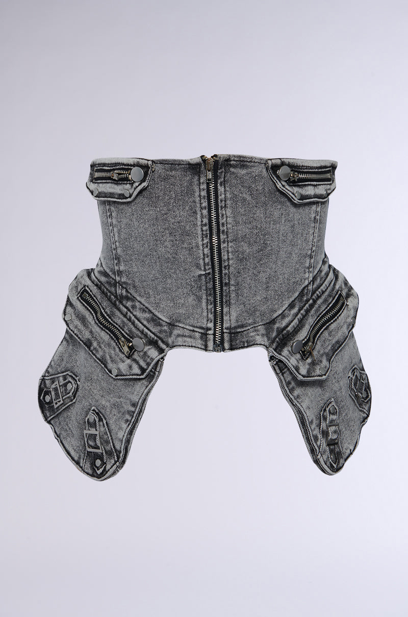 MAEVE EMBELLISHED STRETCH DENIM BELT