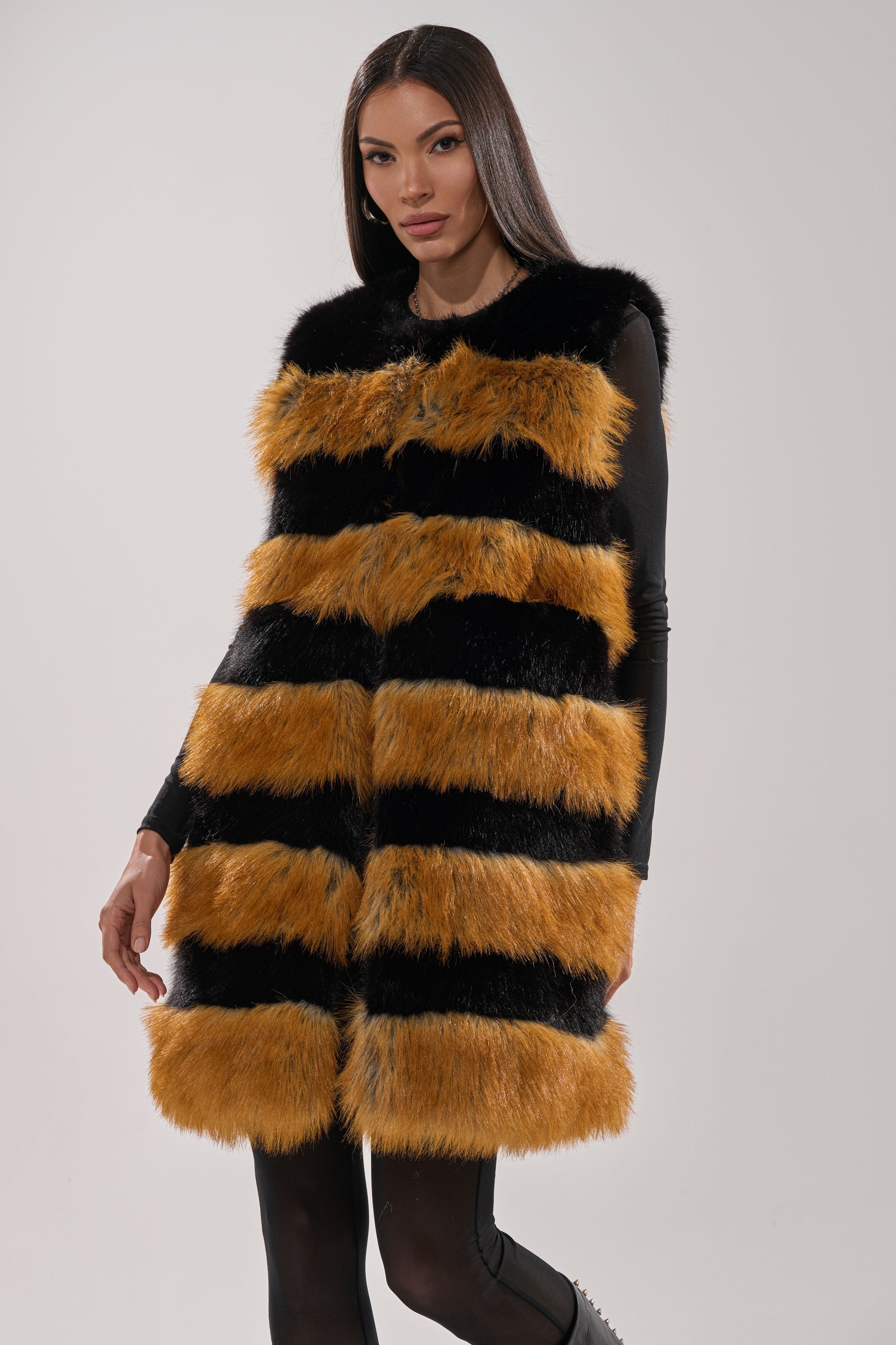 IN ANOTHER LIFE PANELED FUR VEST