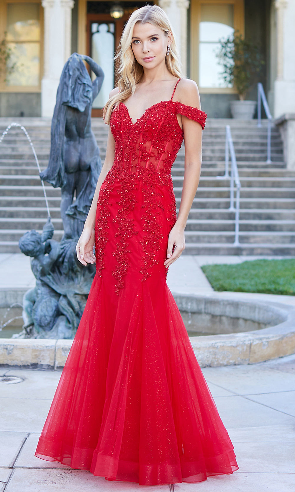 Adora Design 3005 - Mermaid Skirt Beaded Applique Prom Dress