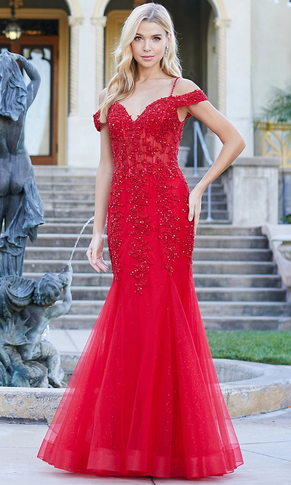 Adora Design 3005 - Mermaid Skirt Beaded Applique Prom Dress