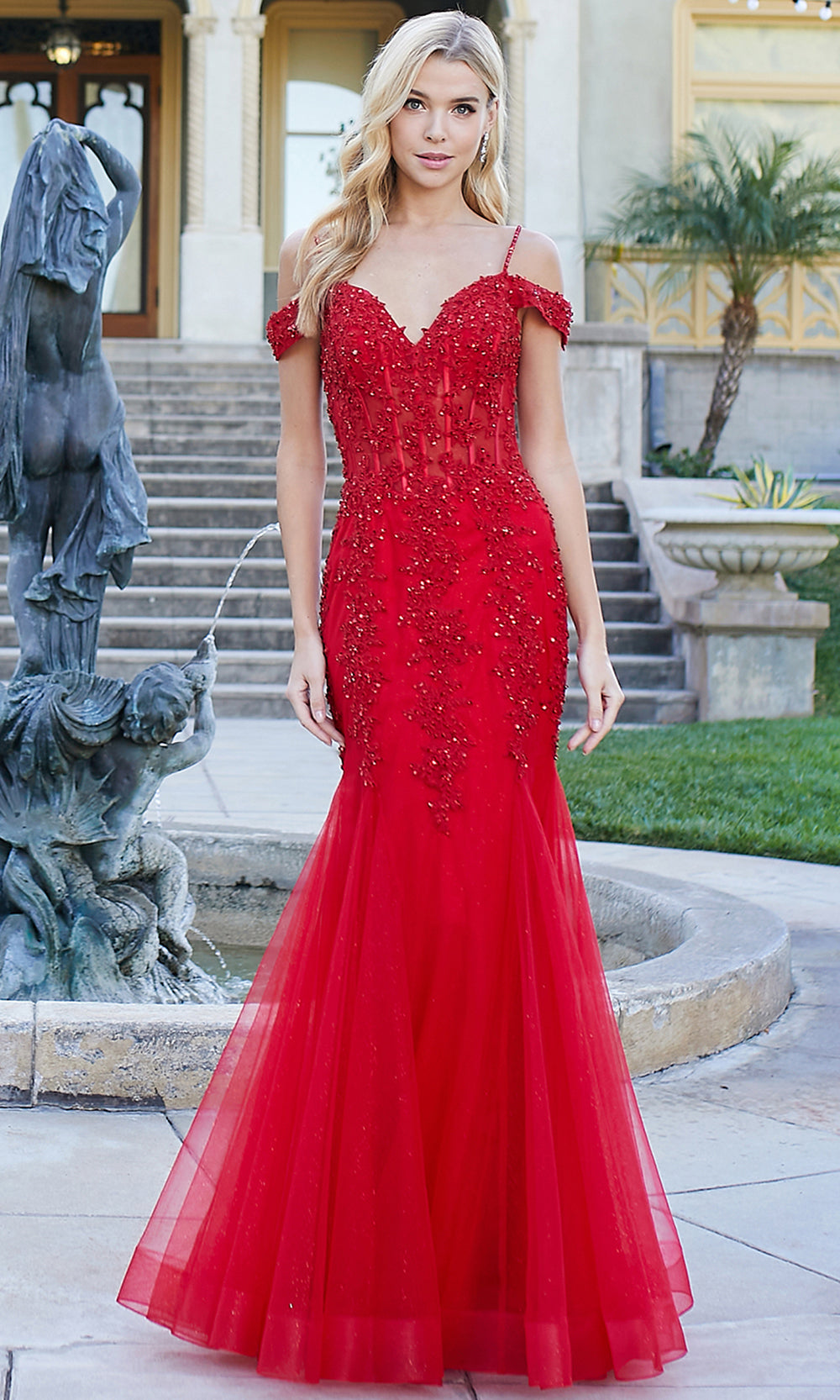 Adora Design 3005 - Mermaid Skirt Beaded Applique Prom Dress