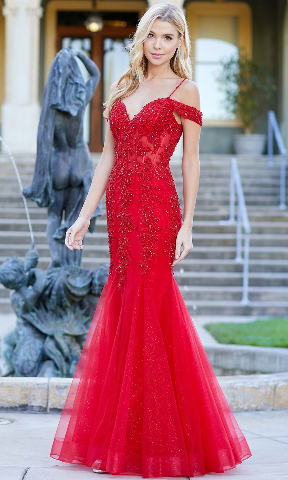 Adora Design 3005 - Mermaid Skirt Beaded Applique Prom Dress