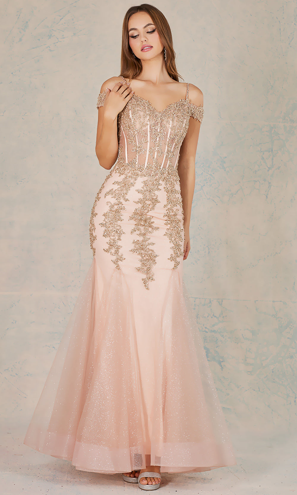 Adora Design 3005 - Mermaid Skirt Beaded Applique Prom Dress