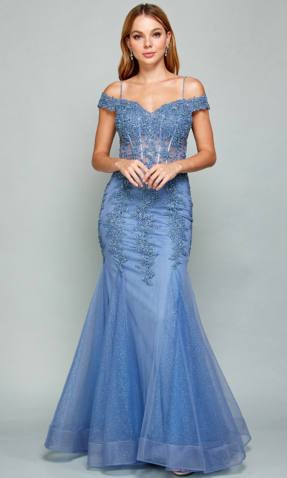 Adora Design 3005 - Mermaid Skirt Beaded Applique Prom Dress