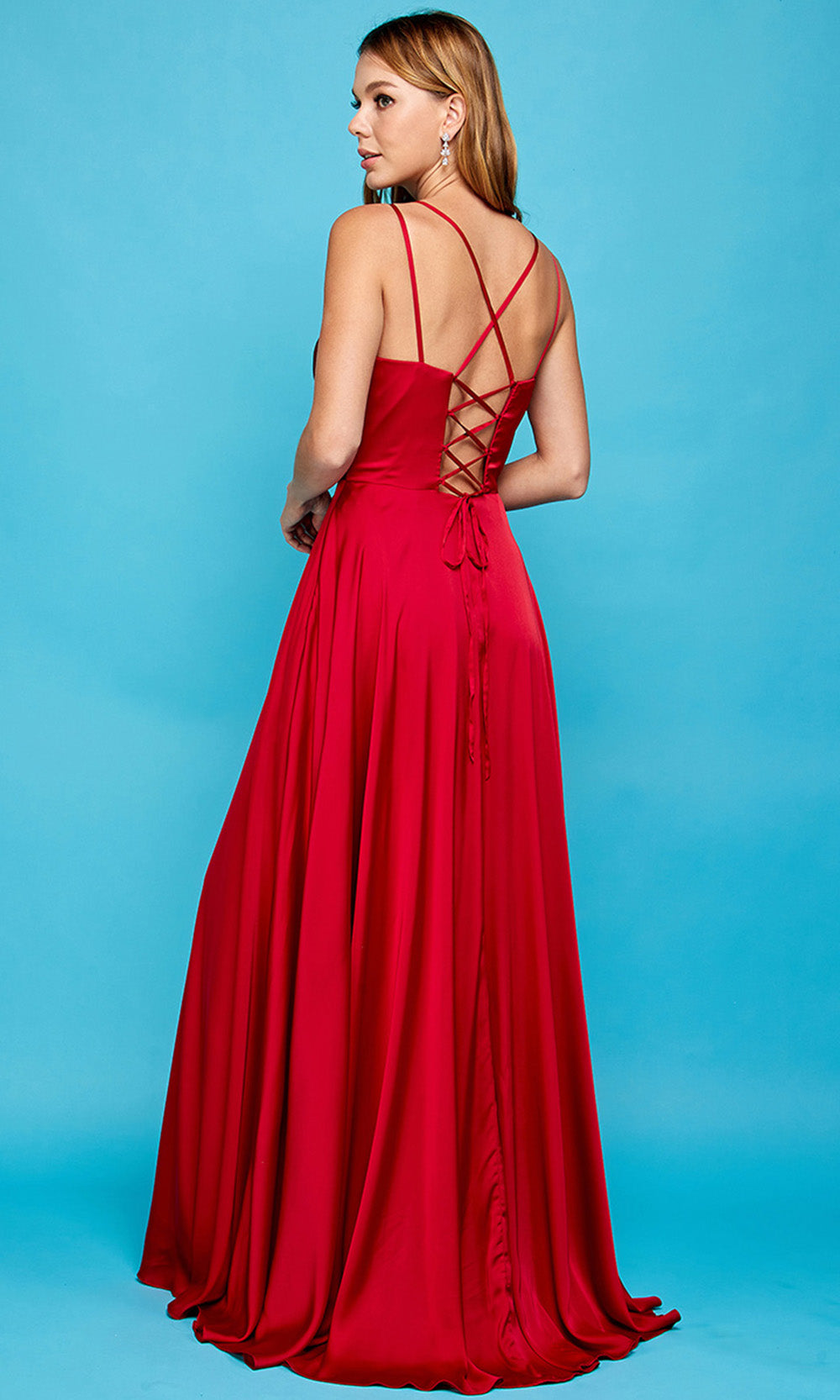 Adora Design 3013 - High Slit Surplice Neckline Prom Dress