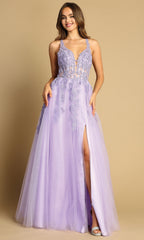 Adora Design 3088 - Crisscross Back Embroidered Long Dress