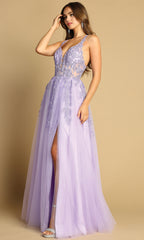 Adora Design 3088 - Crisscross Back Embroidered Long Dress