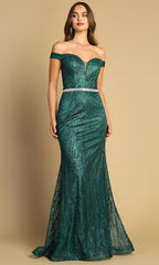 Adora Design 3093 - Off Shoulder Fitted Sheath Dress