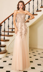 Adora Design 3108 - Sweetheart Beaded Lace Flared Dress