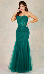 Adora Design 3108 - Sweetheart Beaded Lace Flared Dress