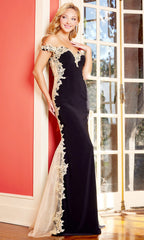 Adora Design 3117 - Off Shoulder Embroidered Dress with Illusion Sides