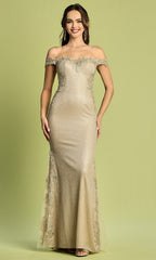 Adora Design 3118 - Off Shoulder Floral Lace Applique Dress