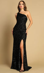 Adora Design 3121 - Strappy Back High Slit Embellished Dress