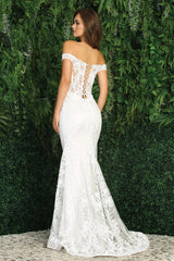 Adora Design 3123-01 - Off Shoulder Embroidered Corset Dress