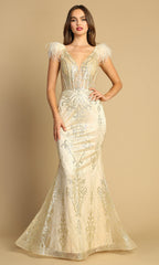 Adora Design 3130 - Applique Mermaid Prom Dress with V-Neck