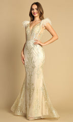 Adora Design 3130 - Applique Mermaid Prom Dress with V-Neck