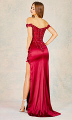 Adora Design 3132 - Illusion Corset High Slit Evening Dress