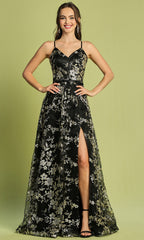 Adora Design 3137 - Strappy Back A-Line Floral Evening Dress