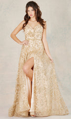 Adora Design 3137 - Strappy Back A-Line Floral Evening Dress