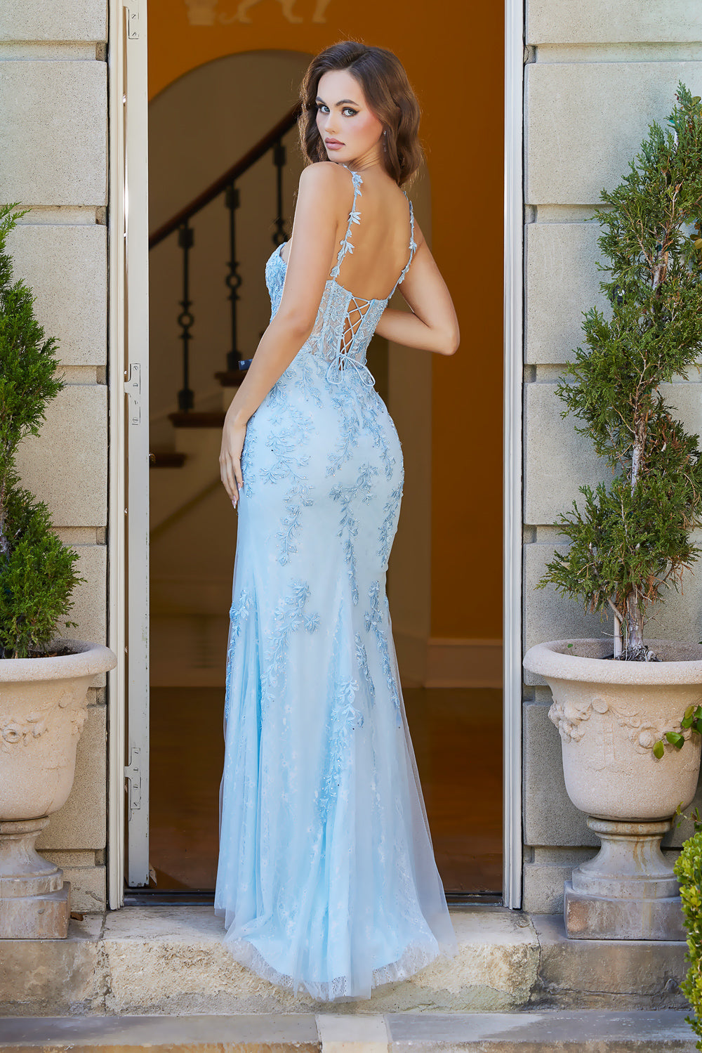 Adora Design 3146 - Sweetheart Applique Slit Dress