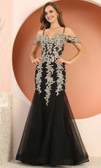 Adora Design 3156 - Cold Shoulder Sweetheart Applique Dress