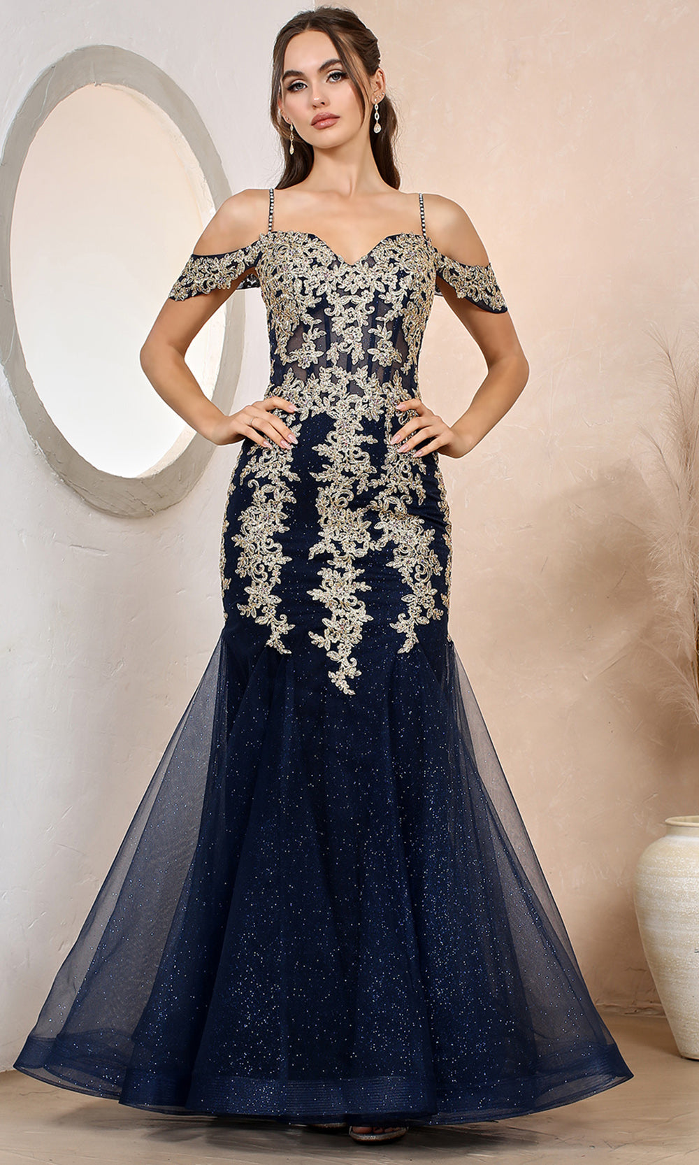 Adora Design 3156 - Cold Shoulder Sweetheart Applique Dress